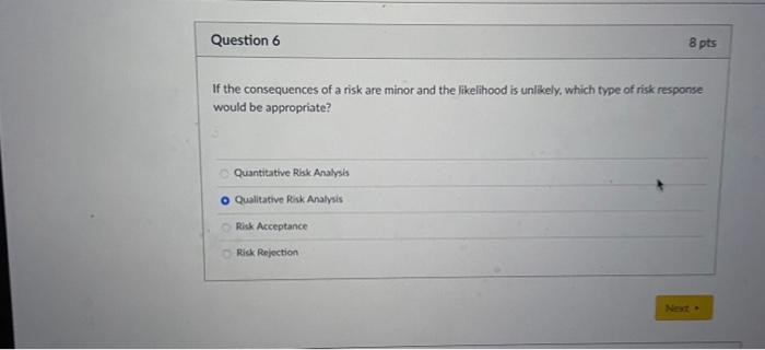 Solved If The Consequences Of A Risk Are Minor And The | Chegg.com