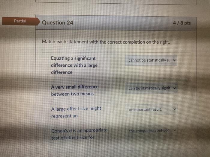 Solved Partial Question 24 4/8 pts Match each statement with | Chegg.com