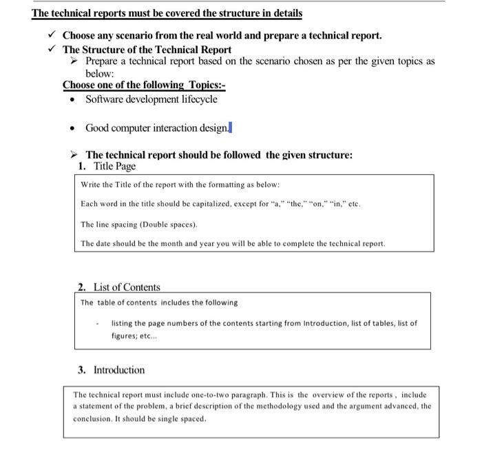 Solved The technical reports must be covered the structure | Chegg.com