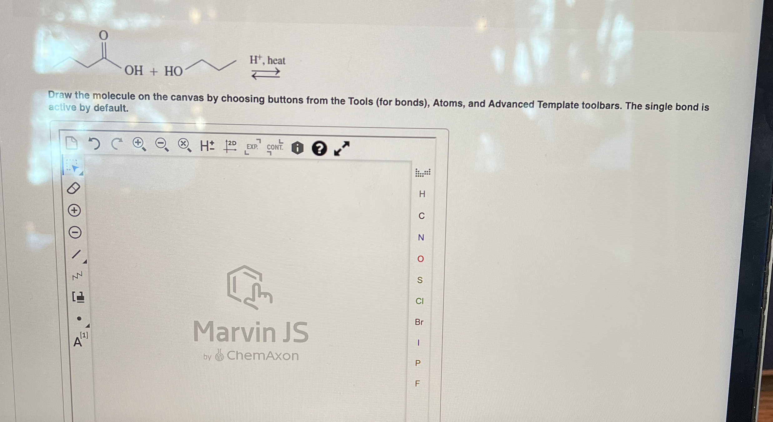 Solved Draw the molecule on the canvas by choosing buttons | Chegg.com