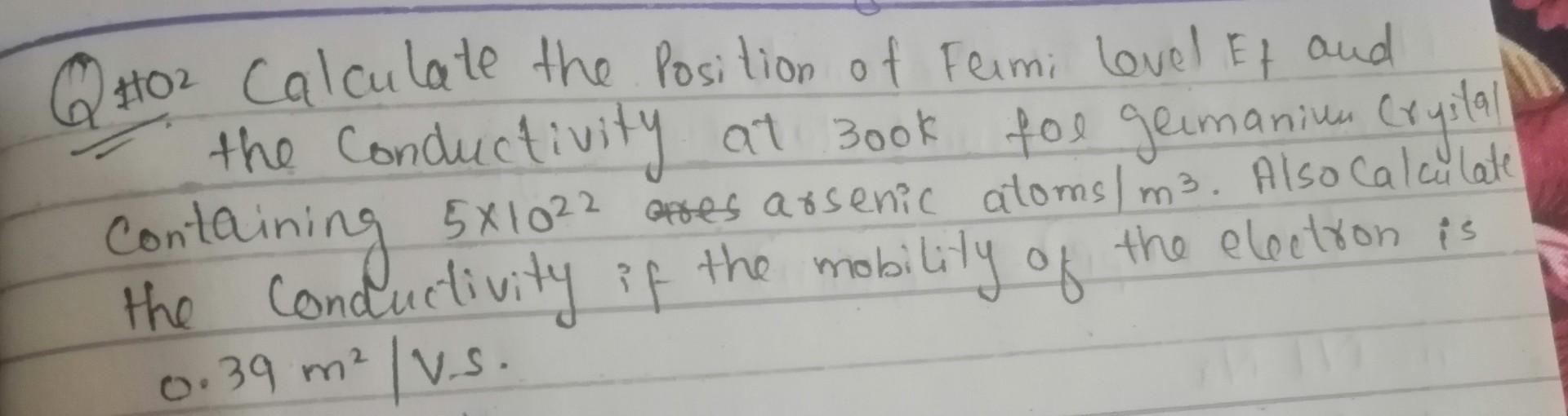 Q H1 2 Calculate The Position Of Fermi Level Ef And | Chegg.com