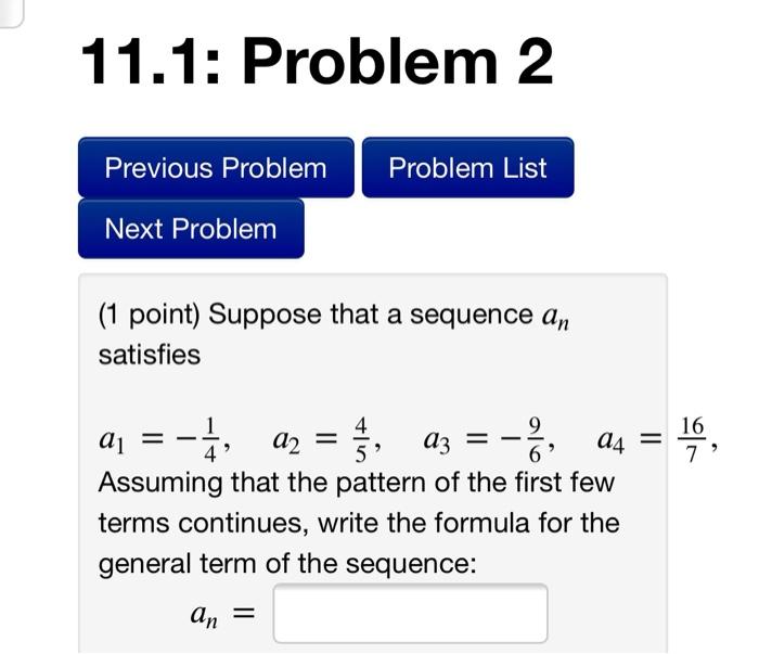 Solved 11.1: Problem 1 Previous Problem Problem List Next | Chegg.com