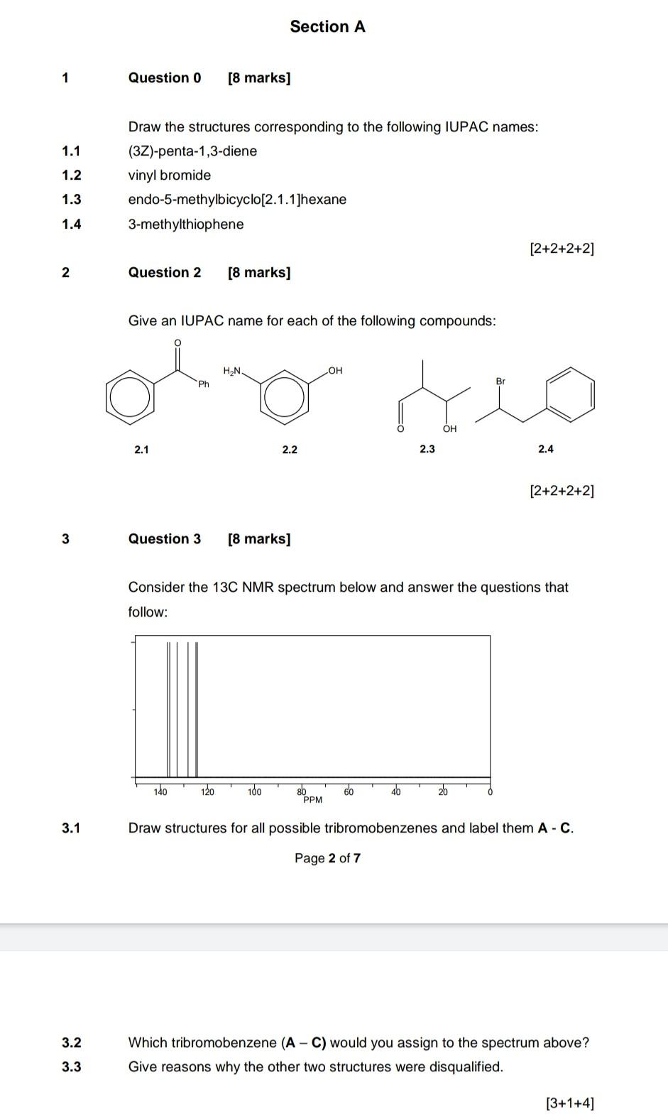 Solved Section A 1 Question 0 [8 marks] 1.1 1.2 1.3 Draw the | Chegg.com