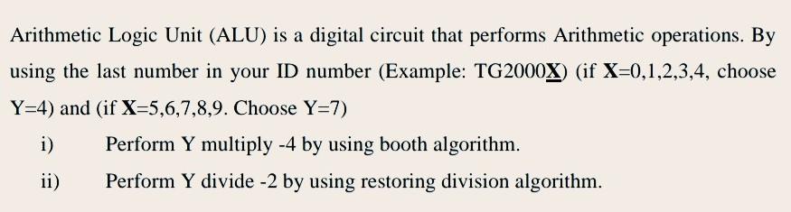 Solved Arithmetic Logic Unit (ALU) Is A Digital Circuit That | Chegg.com