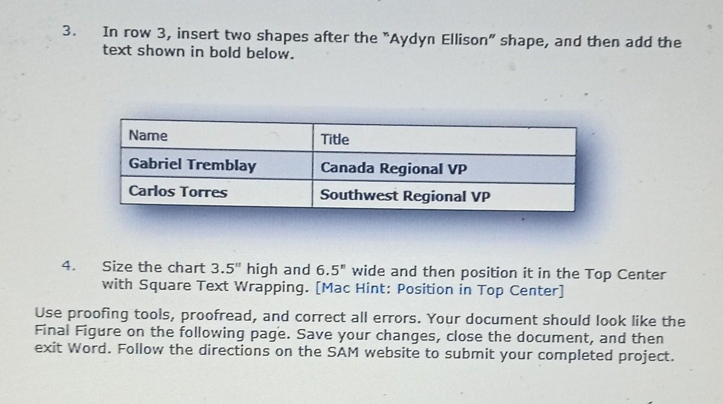 Solved Insert the Name and Title Organization Chart from the