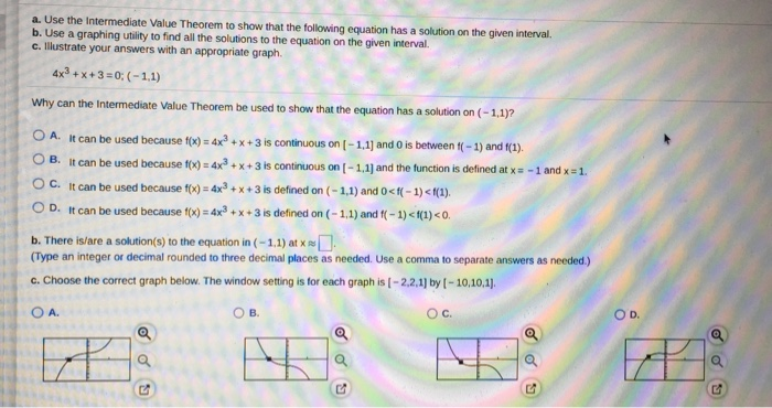 Solved a. Use the Intermediate Value Theorem to show that | Chegg.com