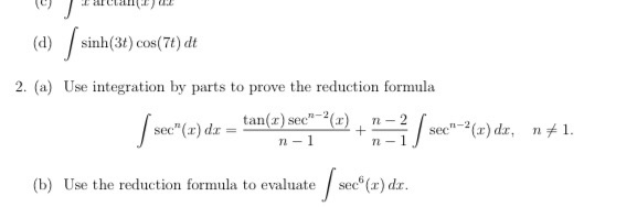 Solved sinh(3t) cos( 7t) dt 2. (a) Use integration by parts | Chegg.com