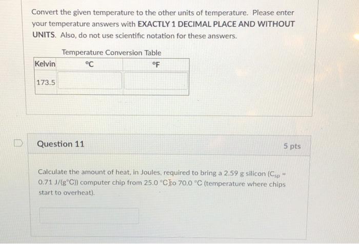 Solved Convert the given temperature to the other units of | Chegg.com