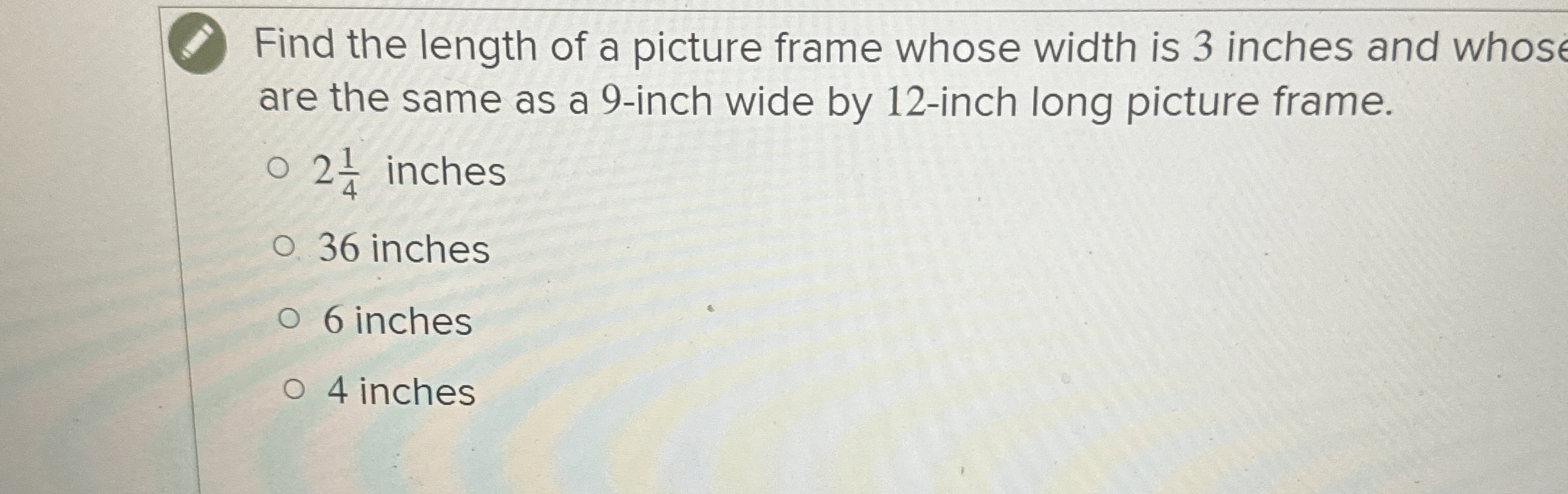 Solved Find the length of a picture frame whose width is 3 | Chegg.com