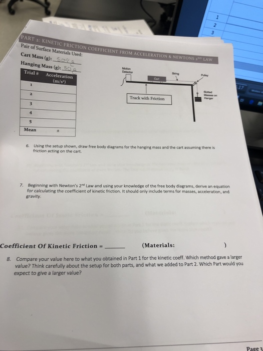Solved 1 2 3 PART 2: KINETIC FRICTION COEFFICIENT FROM | Chegg.com
