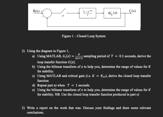 Solved Figure 1 - ﻿Closed Loop SystemUsing the diagram in | Chegg.com