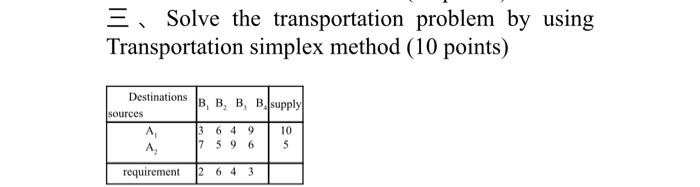 Solved Solve the transportation problem by using | Chegg.com