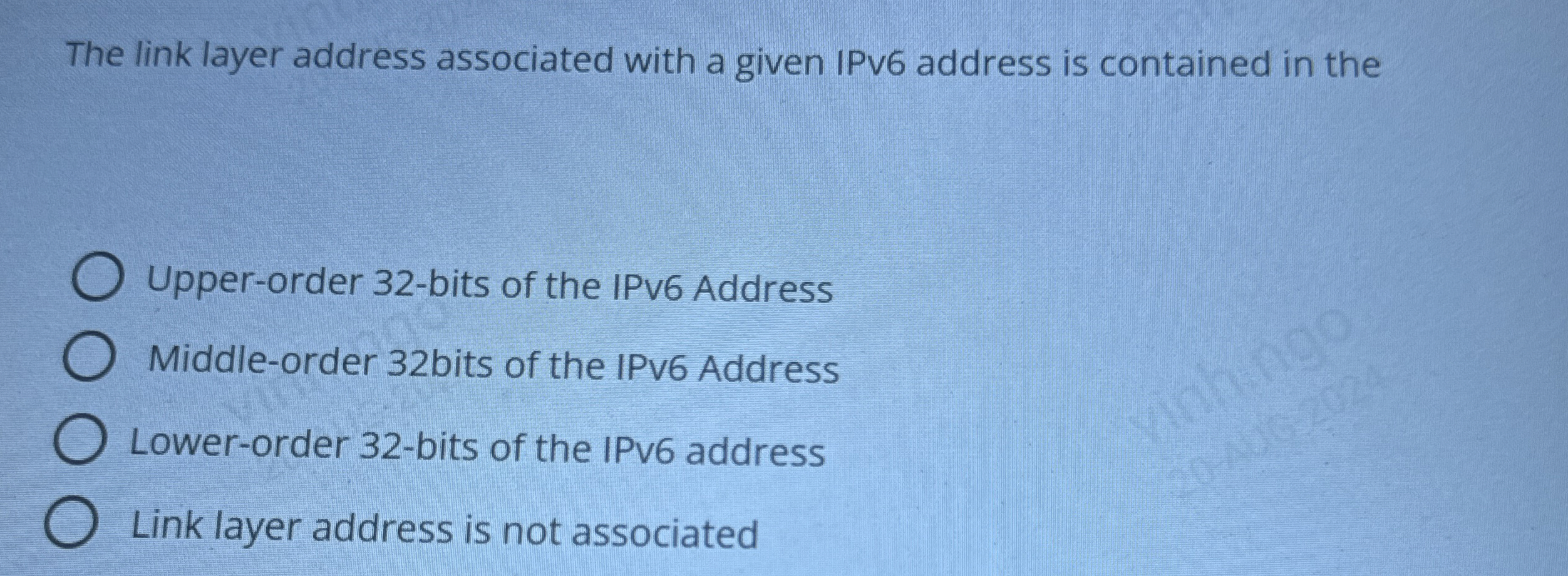 Solved The link layer address associated with a given IPv6 | Chegg.com