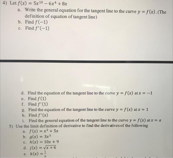 Solved 4) Let f(x)=5x10−6x4+8x a. Write the general equation | Chegg.com