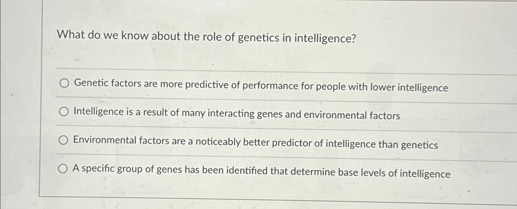 Solved What do we know about the role of genetics in | Chegg.com
