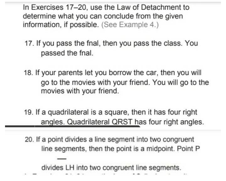 Solved In Exercises 17 Use The Law Of Detachment To Chegg Com