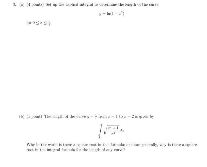 Solved 3. (a) (4 points) Set up the explicit integral to