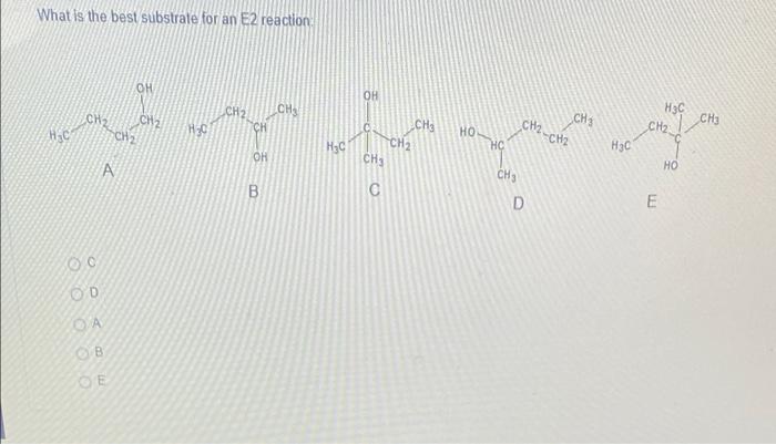 Solved What is the best substrate for an E2 reaction ОН ОН | Chegg.com