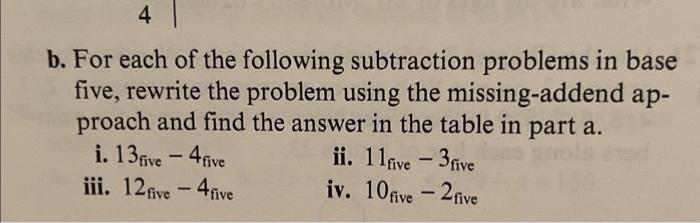 Solved 4 B. For Each Of The Following Subtraction Problems | Chegg.com