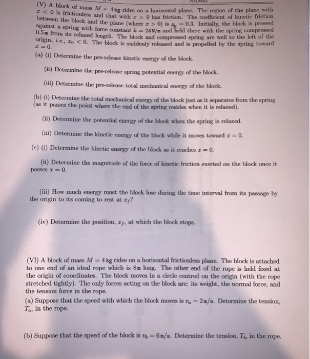 Solved As V A Block Of Mass M 4 Kg Rides On A Hor Chegg Com