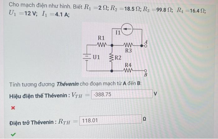 Solved calculate V thevenin and R thevenin from A to B below | Chegg.com