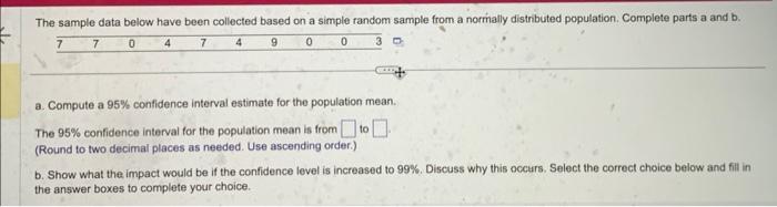 Solved The sample data below have been collected based on a | Chegg.com