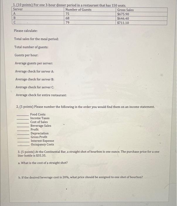 Solved Analyze the Income Statement of ABC: Food Sales