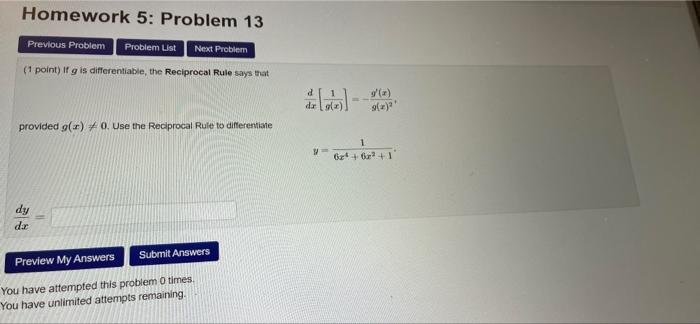 Solved Homework 5: Problem 13 Previous Problem Problem List | Chegg.com