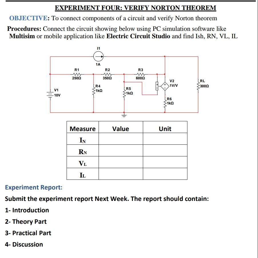 experiment to verify norton's theorem