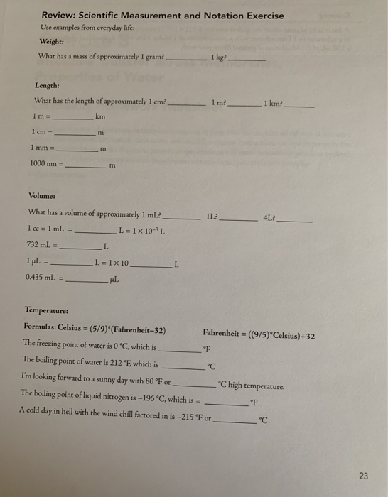 Solved Review: Scientific Measurement and Notation Exercise | Chegg.com