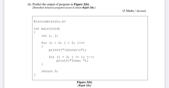 Solved (b) Predict the output of program in Figure 2(b). | Chegg.com