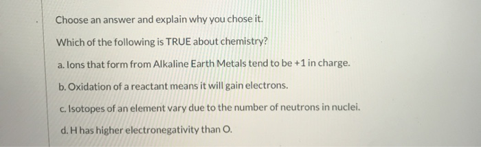 Solved Choose an answer and explain why you chose it. Which | Chegg.com
