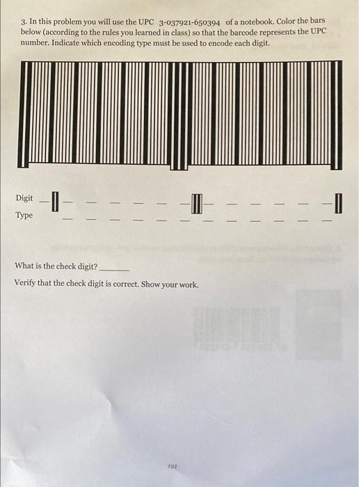 written assignment 4 barcodes and error correcting digits