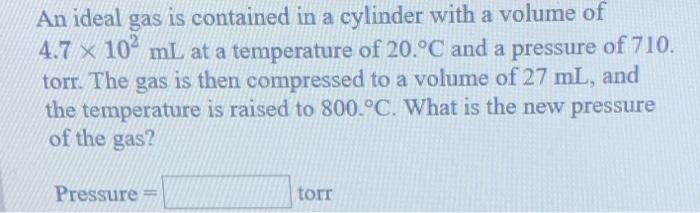Solved An ideal gas is contained in a cylinder with a volume | Chegg.com