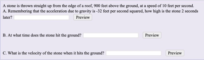 Solved A stone is thrown straight up from the edge of a | Chegg.com