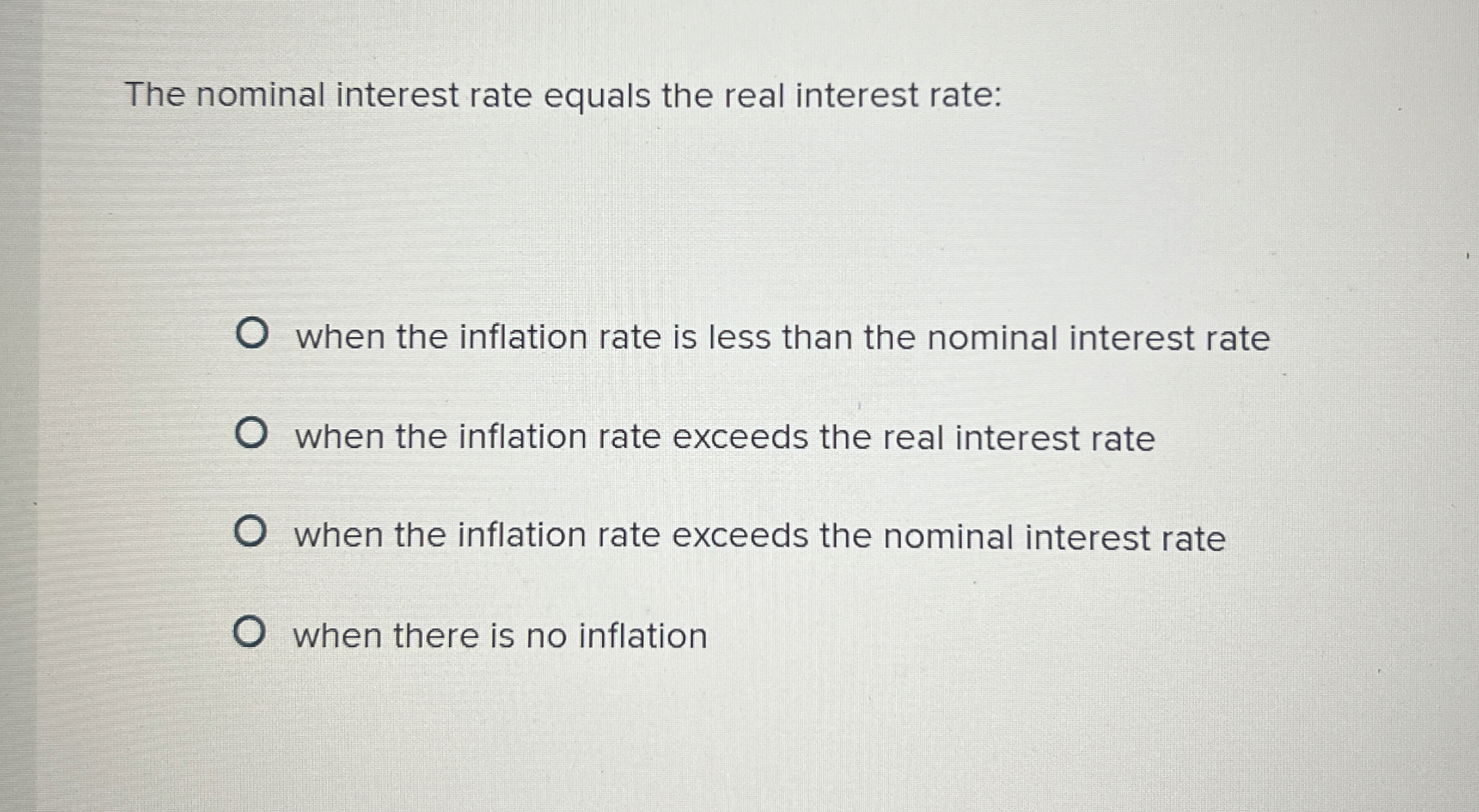Solved The nominal interest rate equals the real interest | Chegg.com