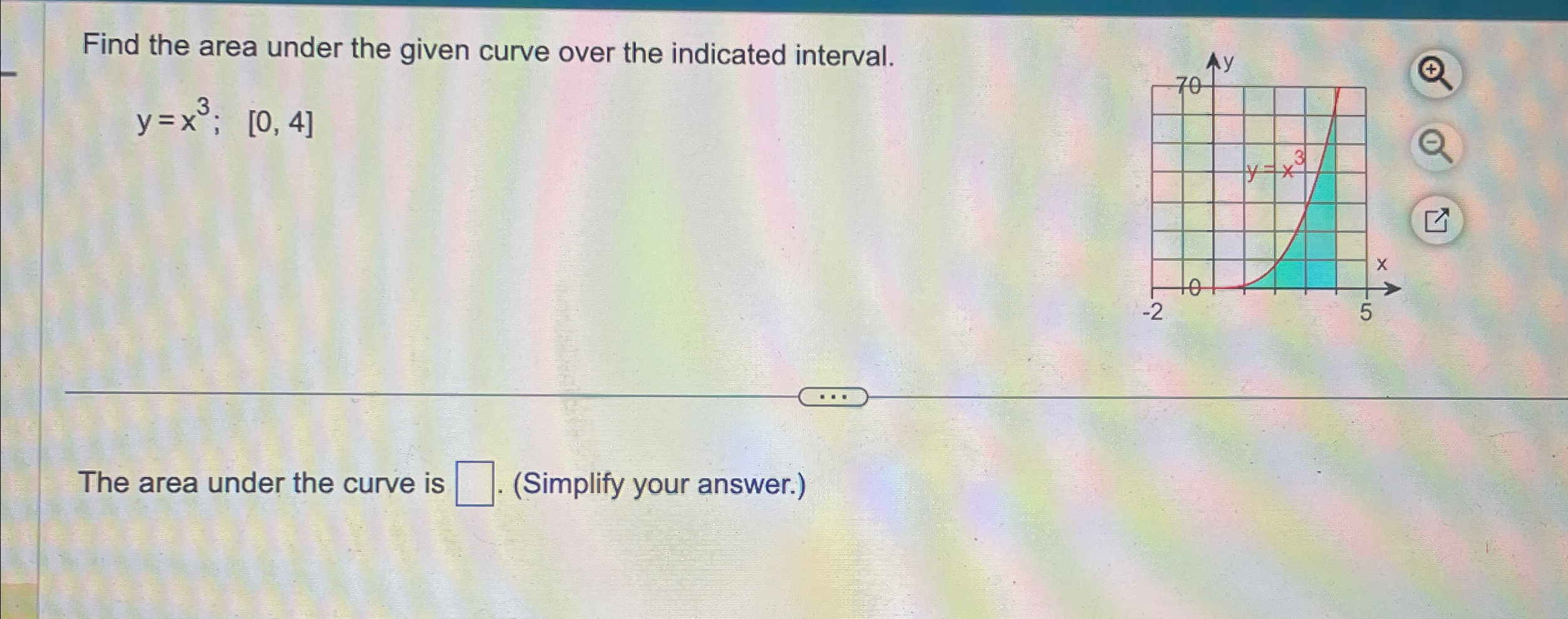 Solved Find the area under the given curve over the | Chegg.com