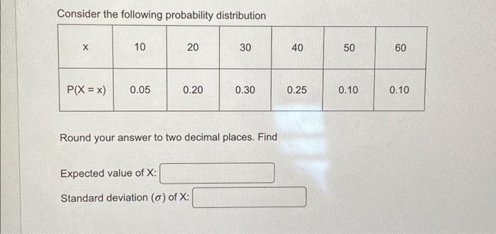 Solved Consider the following probability distribution X P(X | Chegg.com