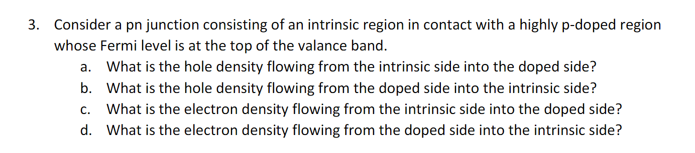 Solved Consider a pn junction consisting of an intrinsic | Chegg.com