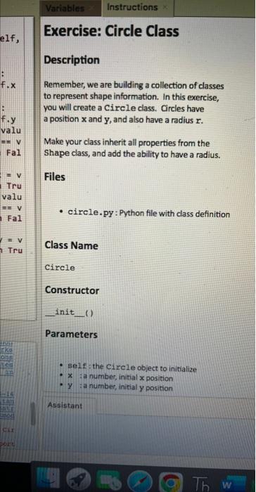 Solved 1 klass Shape:Description Remember, we are building a | Chegg.com