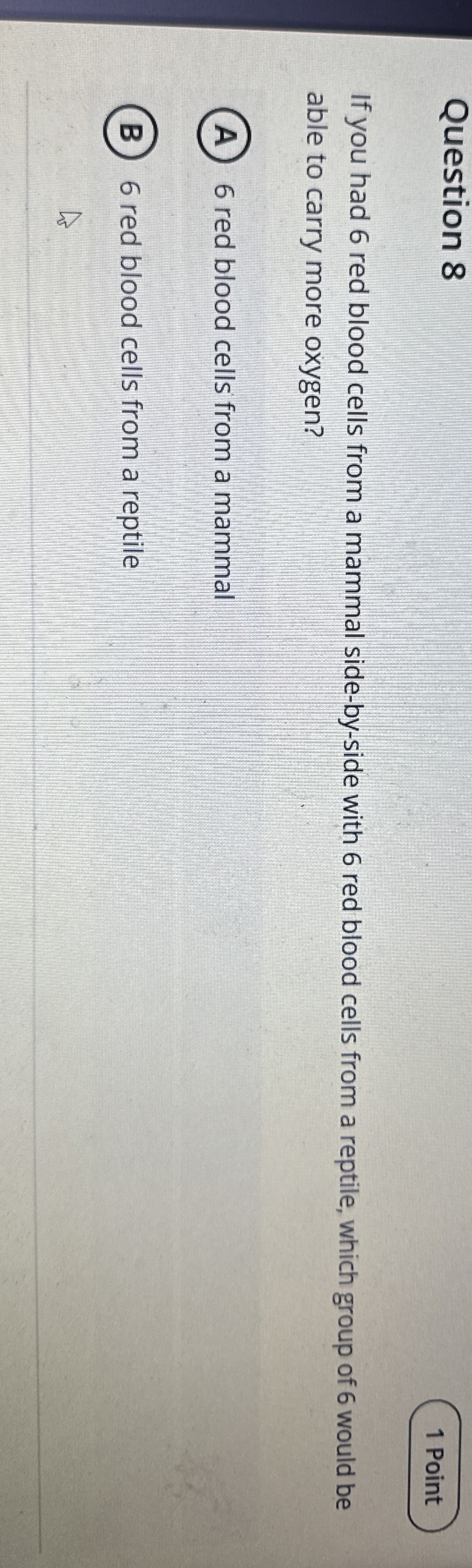 Solved Question 8If you had 6 ﻿red blood cells from a mammal | Chegg.com