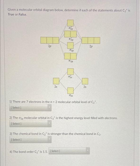 Solved Given A Molecular Orbital Diagram Below, Determine If | Chegg.com