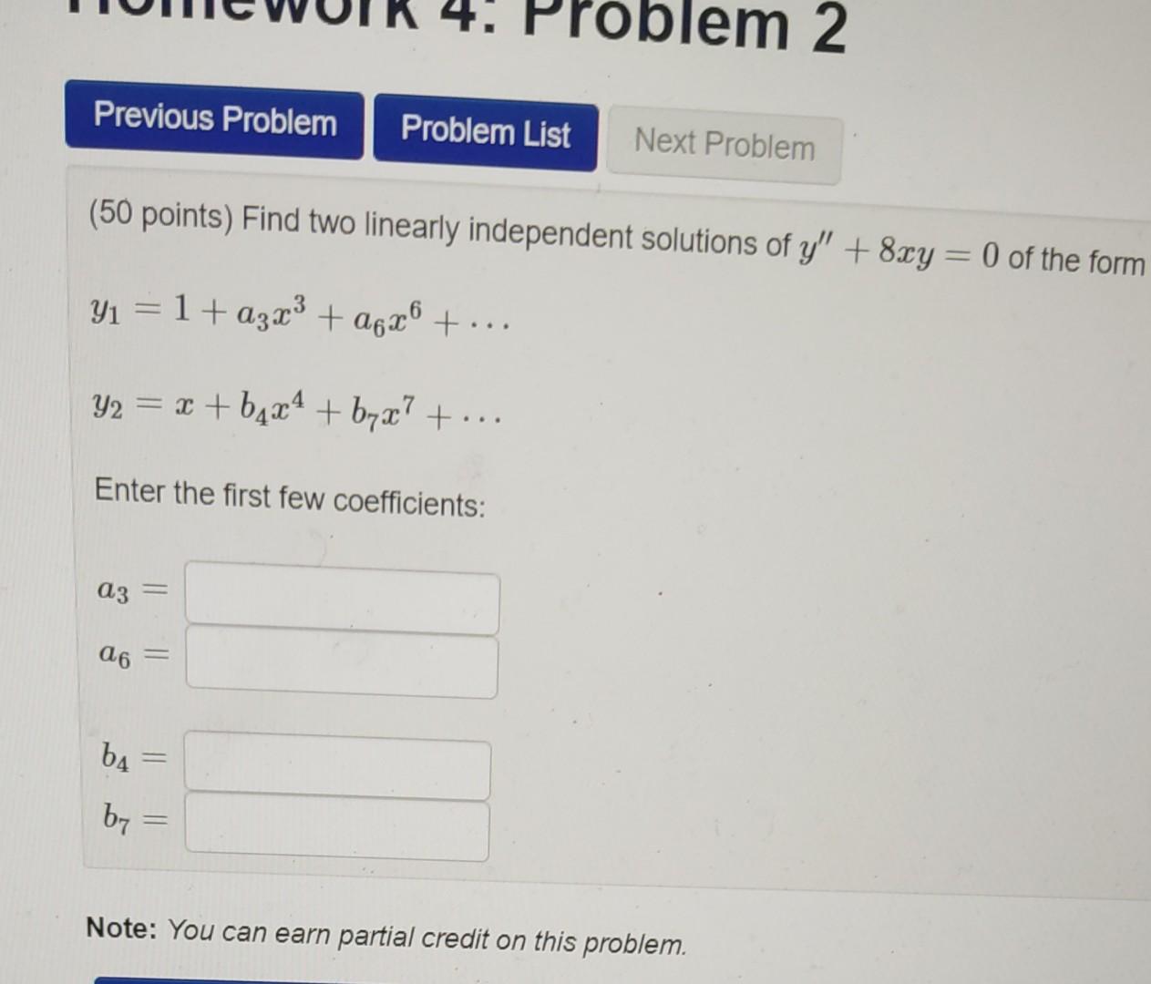 Solved (50 points) Find two linearly independent solutions | Chegg.com