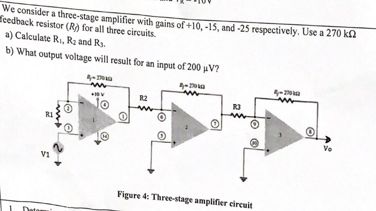 Solved we consider a three stage amplifier with gains of +10 | Chegg.com