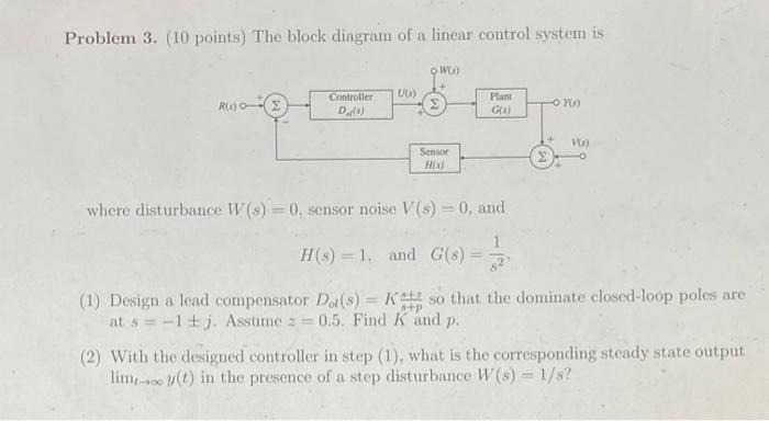 Solved Problem 3. (10 points) The block diagram of a linear | Chegg.com