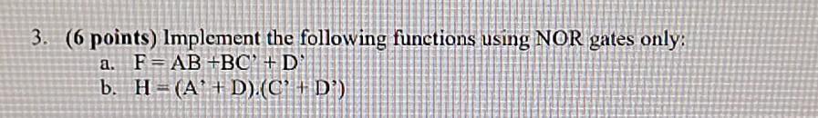 Solved 3. (6 points) Implement the following functions using | Chegg.com