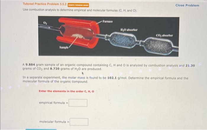 Solved Close Problem Use combustion analysis to determine | Chegg.com
