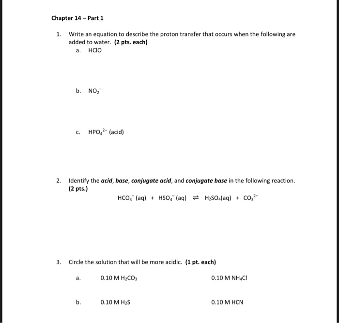 Solved Chapter 14 - Part 1 1. Write An Equation To Describe 