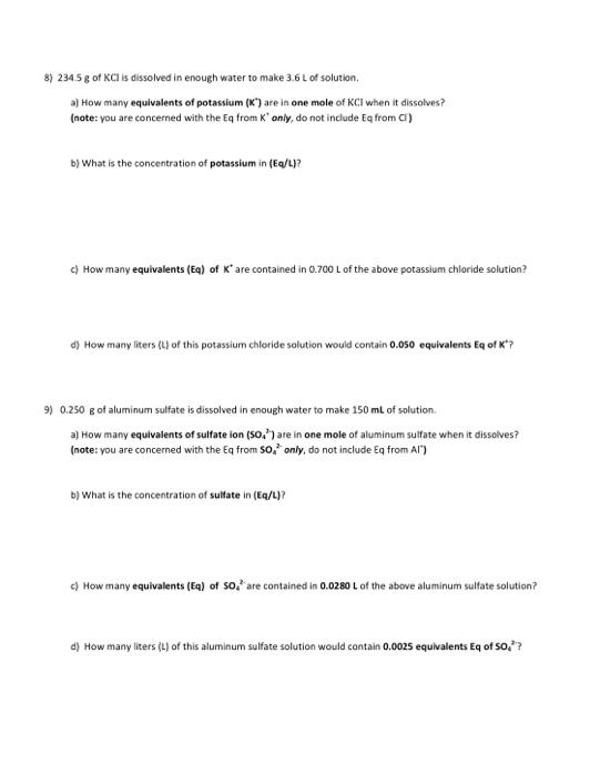 Solved Calculations for Solutions Worksheet and Key 1 | Chegg.com