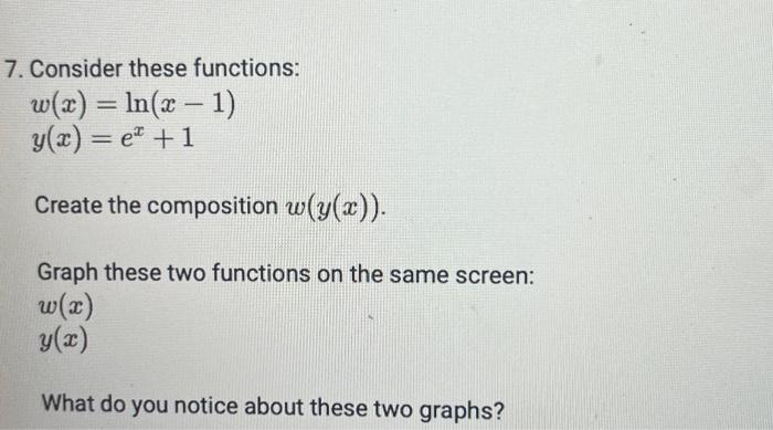 Solved Graph these two functions on the same screen: w(x) | Chegg.com
